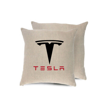 Tesla motors, Μαξιλάρι καναπέ ΛΙΝΟ 40x40cm περιέχεται το  γέμισμα