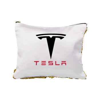 Tesla motors, Sequin Gold Pouch Cosmetic Bag