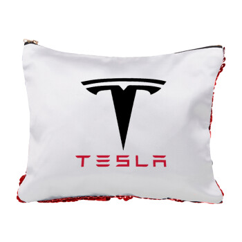 Tesla motors, Red sequin cosmetic bag