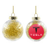 Transparent Christmas tree ball ornament with gold filling 8cm