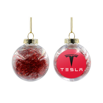 Tesla motors, Χριστουγεννιάτικη μπάλα δένδρου διάφανη με κόκκινο γέμισμα 8cm