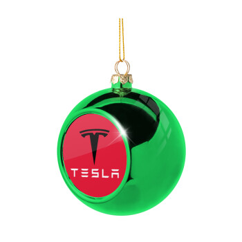 Tesla motors, Green Christmas tree ornament ball 8cm