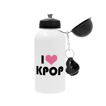 I Love KPOP, Metal water bottle, White, aluminum 500ml