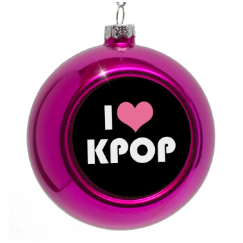 I Love KPOP, Purple Christmas tree ornament bauble 8cm