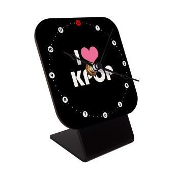 I Love KPOP, Quartz Wooden table clock with hands (10cm)