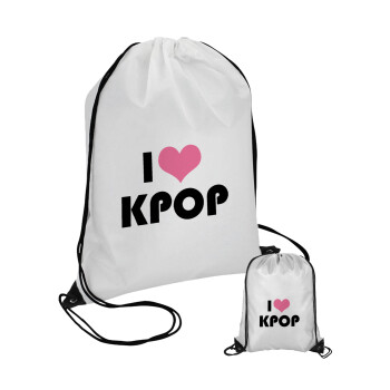 I Love KPOP, Pouch bag with black cords (1 piece)