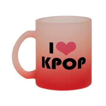 I Love KPOP, Κούπα γυάλινη δίχρωμη με βάση το κόκκινο ματ, 330ml