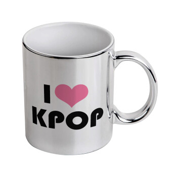 I Love KPOP, Mug ceramic, silver mirror, 330ml