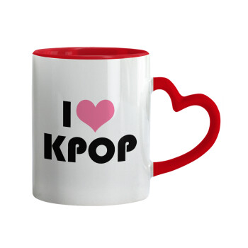 I Love KPOP, Mug heart red handle, ceramic, 330ml