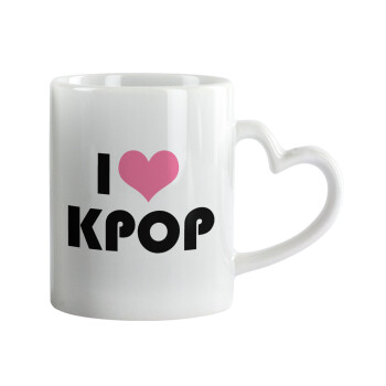 I Love KPOP, Mug heart handle, ceramic, 330ml