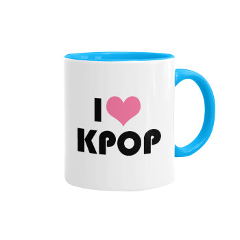I Love KPOP, Mug colored light blue, ceramic, 330ml