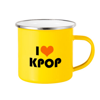 I Love KPOP, Κούπα Μεταλλική εμαγιέ Κίτρινη 360ml