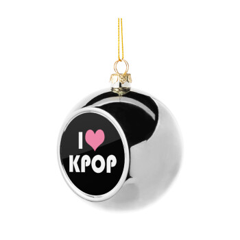 I Love KPOP, Silver 8cm Christmas tree ball ornament