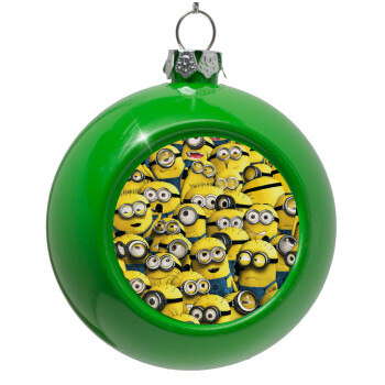 All the minions, Green Christmas tree ornament bauble 8cm