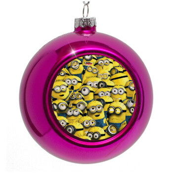 All the minions, Purple Christmas tree ornament bauble 8cm