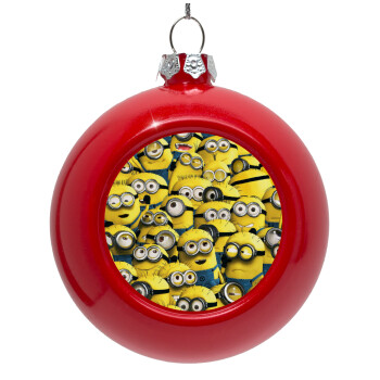 All the minions, Red Christmas tree ornament bauble 8cm