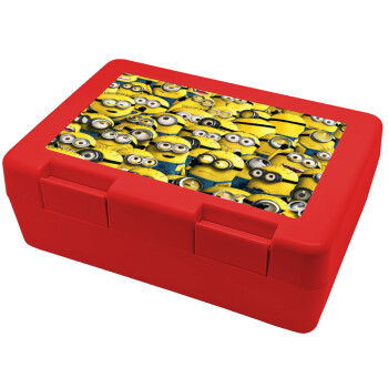 All the minions, Παιδικό δοχείο κολατσιού ΚΟΚΚΙΝΟ 185x128x65mm (BPA free πλαστικό)