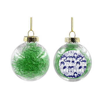 Άνθρωποι, Transparent Christmas tree ball ornament with green filling 8cm