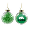 Transparent Christmas tree ball ornament with green filling 8cm