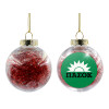 Transparent Christmas tree ball ornament with red filling 8cm