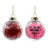 Transparent Christmas tree ball ornament with red filling 8cm