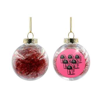 The squid game among us, Transparent Christmas tree ball ornament with red filling 8cm