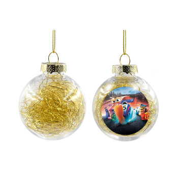 Turbo, Transparent Christmas tree ball ornament with gold filling 8cm