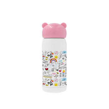 Doodle kids, Pink stainless steel thermal flask, 320ml