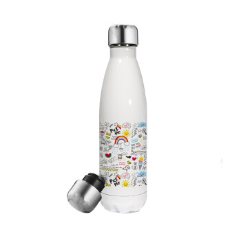 Doodle kids, Metal mug thermos White (Stainless steel), double wall, 500ml