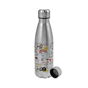 Doodle kids, Metallic water bottle, stainless steel, 750ml