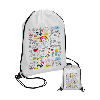 Doodle kids, Pouch bag with black cords (1 piece)