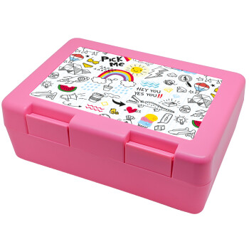 Doodle kids, Children's cookie container PINK 185x128x65mm (BPA free plastic)