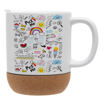 Doodle kids, Ceramic coffee mug Cork (MAT), 330ml (1pcs)