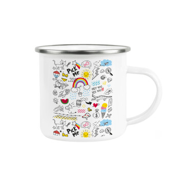 Doodle kids, Metallic enamel cup white 360ml