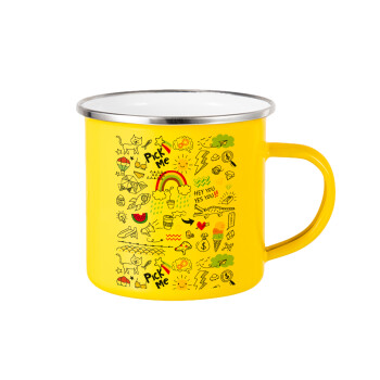 Doodle kids, Yellow Enamel Metallic Cup 360ml