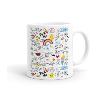 Doodle kids, Ceramic coffee mug, 330ml (1pcs)