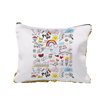 Doodle kids, Sequin Gold Pouch Cosmetic Bag