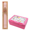 Easter Set, children's snack container PINK & scented flat Easter candle (30cm) (PINK)