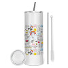 Eco friendly stainless steel tumbler 600ml, with metal straw & cleaning brush