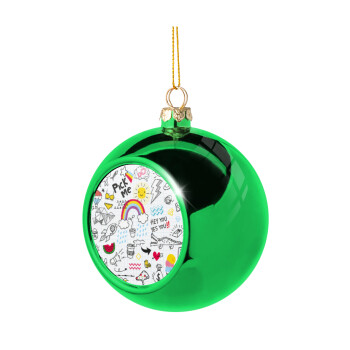 Doodle kids, Green Christmas tree ornament ball 8cm