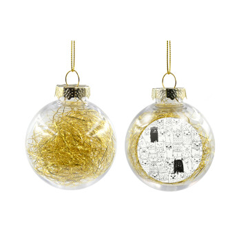 Γάτες γραμμικό σχέδιο, Transparent Christmas tree ball ornament with gold filling 8cm