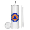 Eco friendly ποτήρι θερμό (tumbler) από ανοξείδωτο ατσάλι 600ml, με μεταλλικό καλαμάκι & βούρτσα καθαρισμού