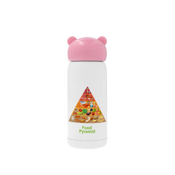 Food pyramid chart, Pink stainless steel thermal flask, 320ml