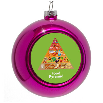 Food pyramid chart, Purple Christmas tree ornament bauble 8cm