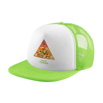 Food pyramid chart, Καπέλο Ενηλίκων Soft Trucker με Δίχτυ ΠΡΑΣΙΝΟ/ΛΕΥΚΟ (POLYESTER, ΕΝΗΛΙΚΩΝ, ONE SIZE)