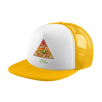 Διατροφική πυραμίδα, Καπέλο Ενηλίκων Soft Trucker με Δίχτυ Κίτρινο/White (POLYESTER, ΕΝΗΛΙΚΩΝ, UNISEX, ONE SIZE)