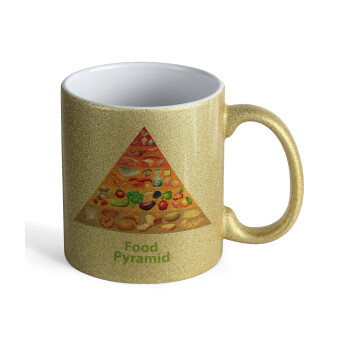 Food pyramid chart, Κούπα Χρυσή Glitter που γυαλίζει, κεραμική, 330ml