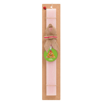 Food pyramid chart, Easter Set, wooden keychain & scented flat Easter candle (30cm) (PINK)