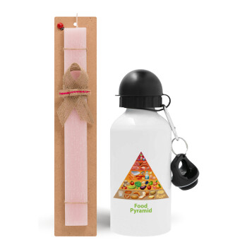 Food pyramid chart, Easter Set, metallic aluminum bottle (500ml) & aromatic flat Easter candle (30cm) (PINK)