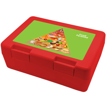 Food pyramid chart, Children's cookie container RED 185x128x65mm (BPA free plastic)